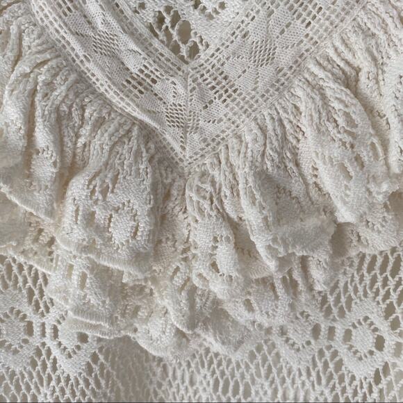 Maje Limba Cream Lace Long Sleeve Ruffle Shirt - Picture 7 of 12